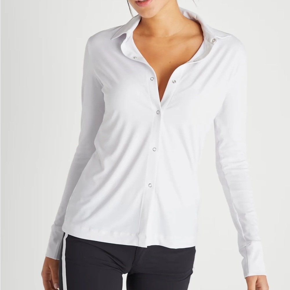 ANATOMIE modern Jersey White Button-Down Shirt size Large